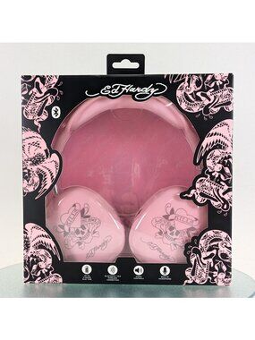 Ed Hardy Pink Skull Tattoo Wireless Headphones w Bluetooth Love Kills Slowly NEW